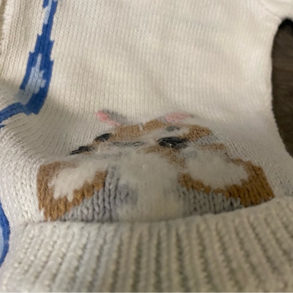 Vintage Eagleeyes Knit sweater Bunny Rabbit Spring time scene - Picture 4 of 11